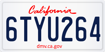 CA license plate 6TYU264