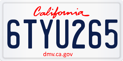 CA license plate 6TYU265