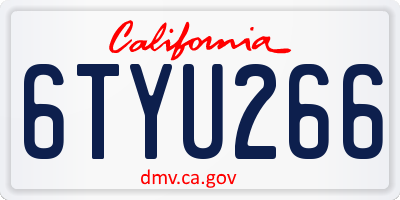 CA license plate 6TYU266