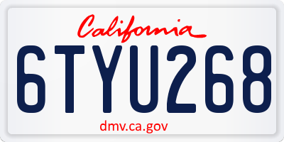CA license plate 6TYU268