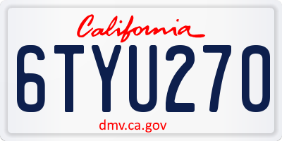 CA license plate 6TYU270