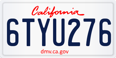 CA license plate 6TYU276