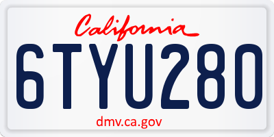 CA license plate 6TYU280