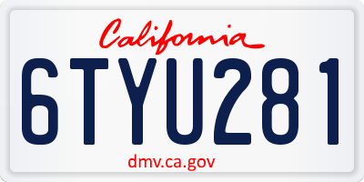 CA license plate 6TYU281