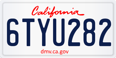 CA license plate 6TYU282