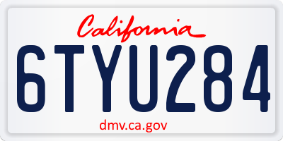 CA license plate 6TYU284