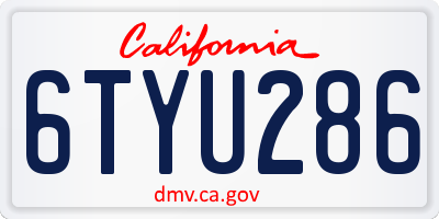 CA license plate 6TYU286