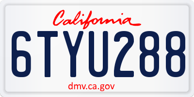 CA license plate 6TYU288