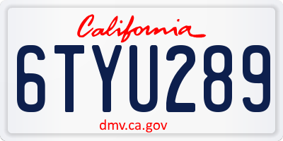 CA license plate 6TYU289