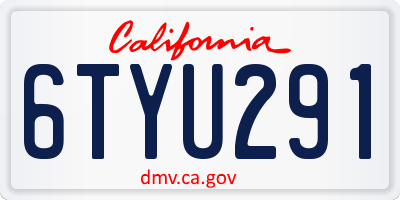 CA license plate 6TYU291