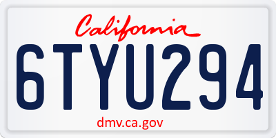 CA license plate 6TYU294
