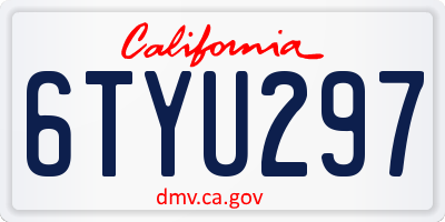 CA license plate 6TYU297