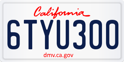 CA license plate 6TYU300