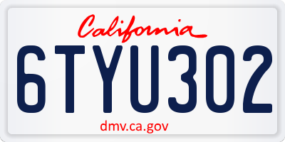CA license plate 6TYU302