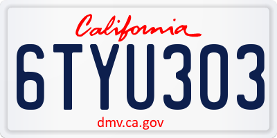 CA license plate 6TYU303
