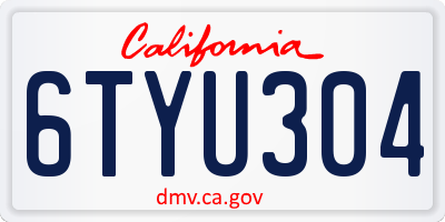 CA license plate 6TYU304