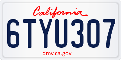 CA license plate 6TYU307