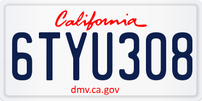 CA license plate 6TYU308