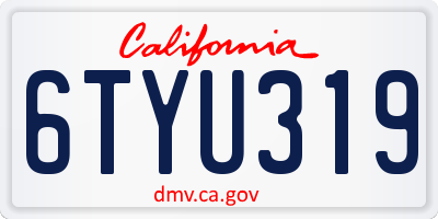 CA license plate 6TYU319