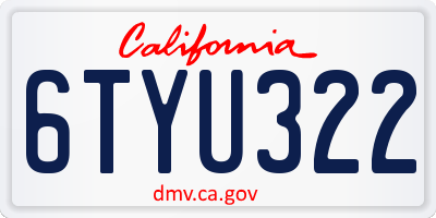 CA license plate 6TYU322