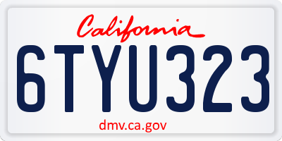 CA license plate 6TYU323