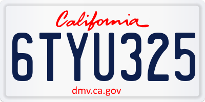 CA license plate 6TYU325