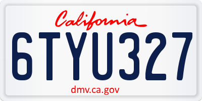 CA license plate 6TYU327