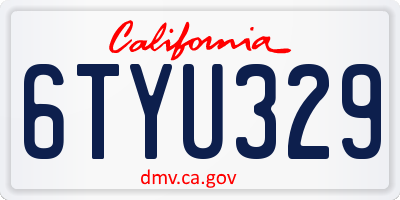 CA license plate 6TYU329