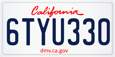 CA license plate 6TYU330