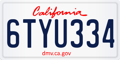 CA license plate 6TYU334