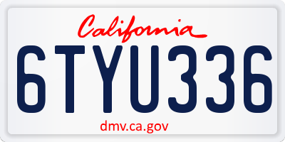 CA license plate 6TYU336