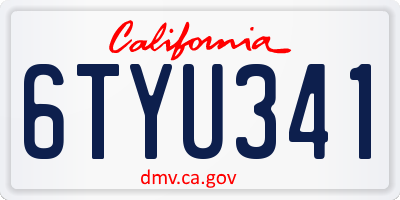 CA license plate 6TYU341