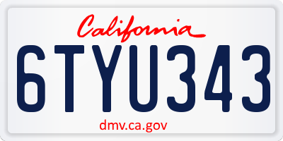 CA license plate 6TYU343