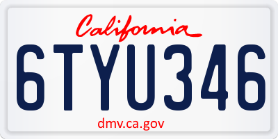 CA license plate 6TYU346