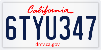 CA license plate 6TYU347