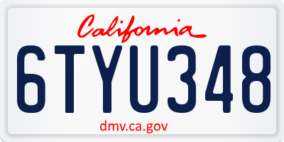 CA license plate 6TYU348