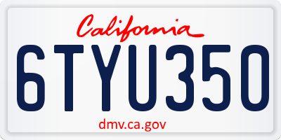 CA license plate 6TYU350