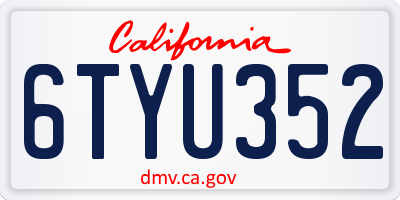 CA license plate 6TYU352