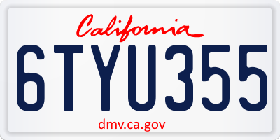 CA license plate 6TYU355
