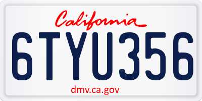 CA license plate 6TYU356