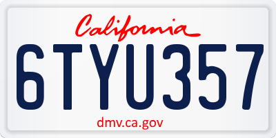 CA license plate 6TYU357