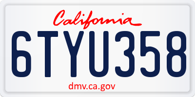 CA license plate 6TYU358