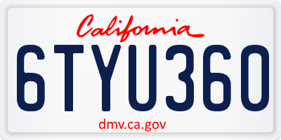 CA license plate 6TYU360