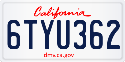 CA license plate 6TYU362