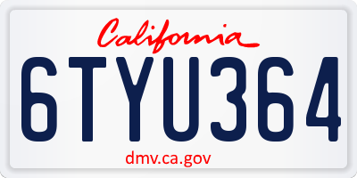 CA license plate 6TYU364