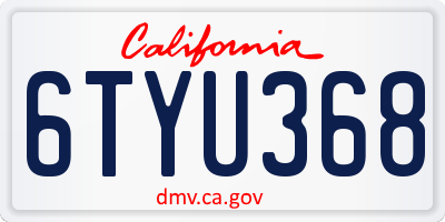 CA license plate 6TYU368