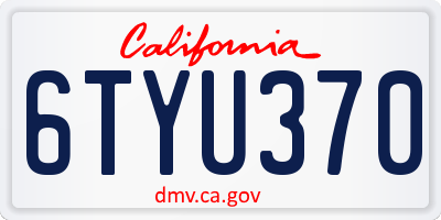 CA license plate 6TYU370
