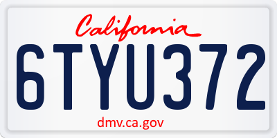 CA license plate 6TYU372