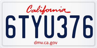 CA license plate 6TYU376