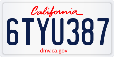 CA license plate 6TYU387